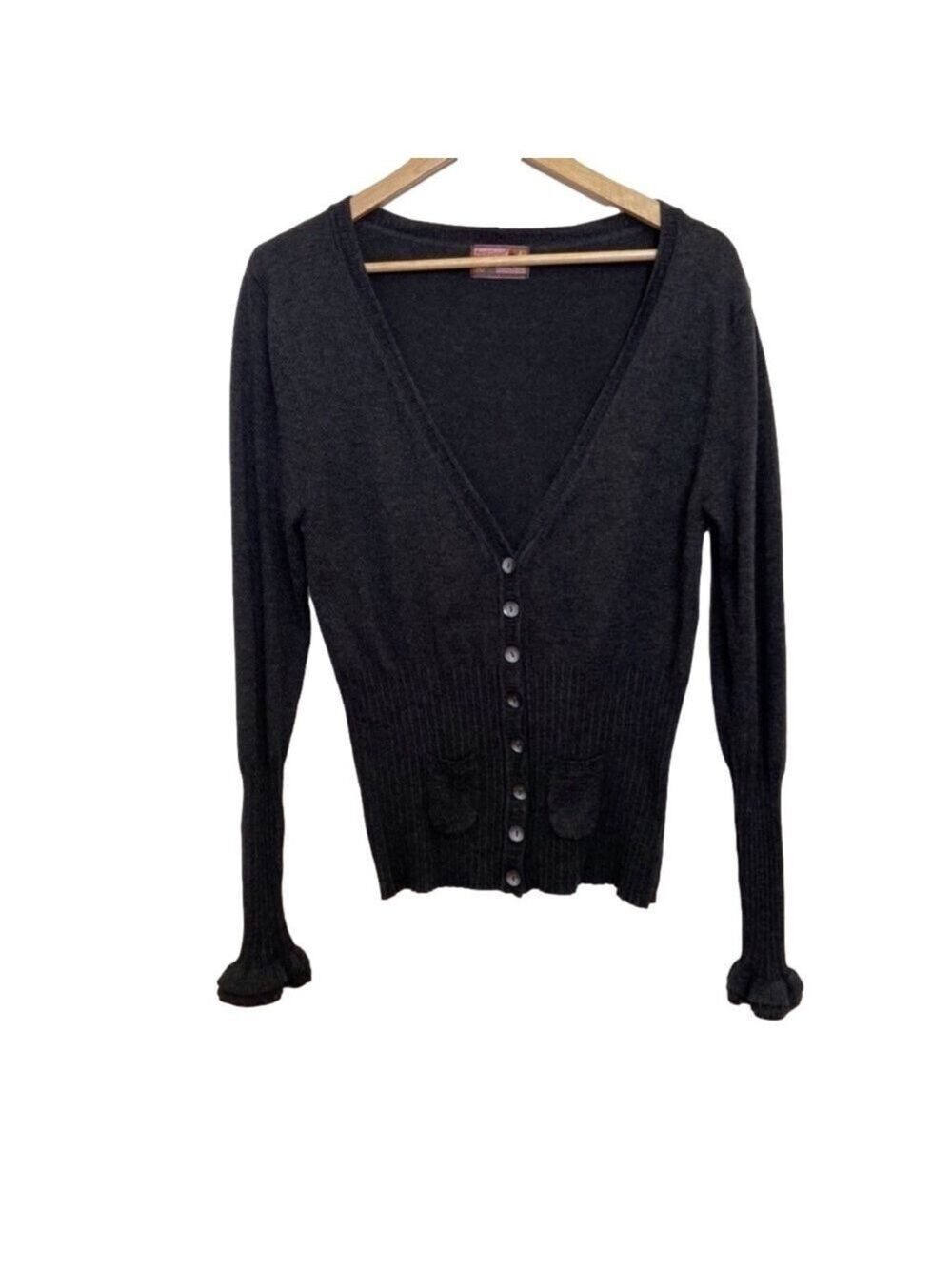 APRIL Cornell cardigan charcoal grey tulip long sleeve button up down shirt